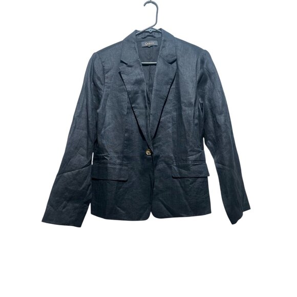 Quince European 100% Linen Structure Blazer Women Large Black Preppy Office Goth - Picture 4 of 16